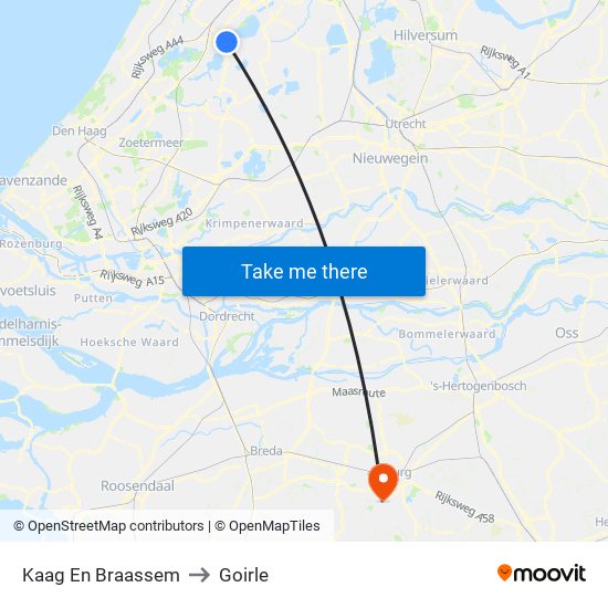 Kaag En Braassem to Goirle map