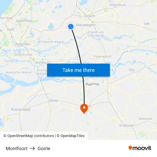 Montfoort to Goirle map