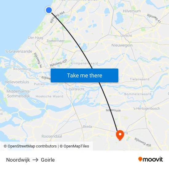 Noordwijk to Goirle map