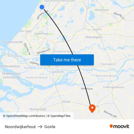 Noordwijkerhout to Goirle map