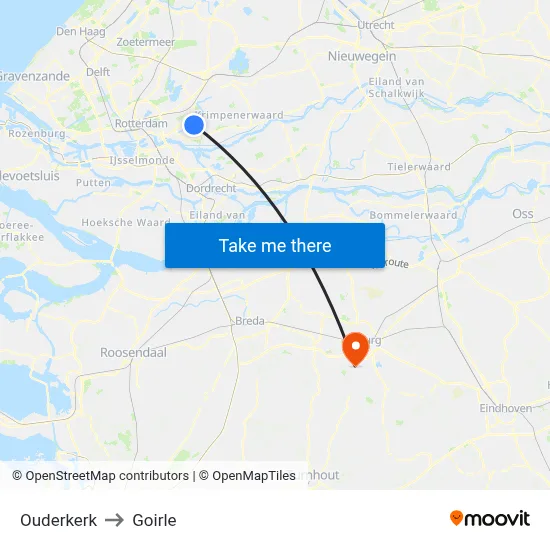 Ouderkerk to Goirle map