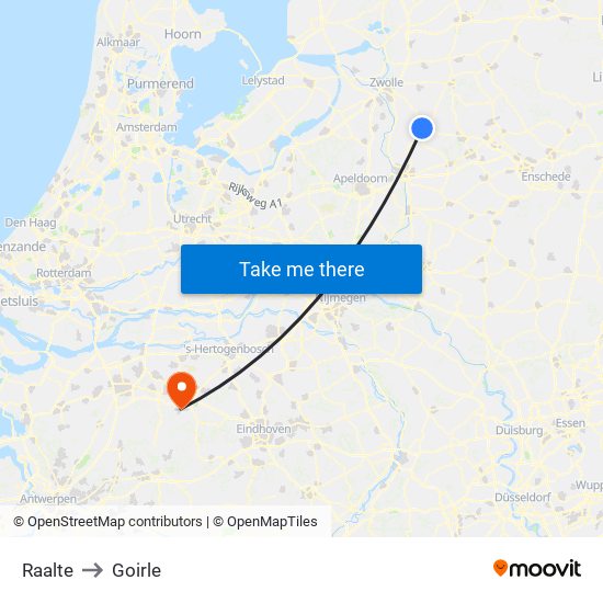 Raalte to Goirle map