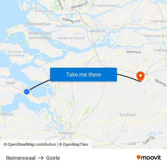 Reimerswaal to Goirle map