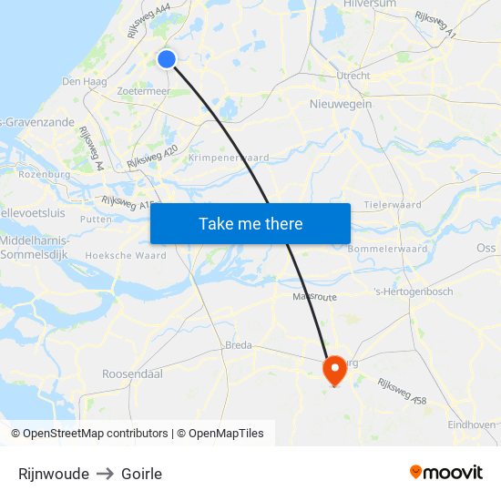 Rijnwoude to Goirle map