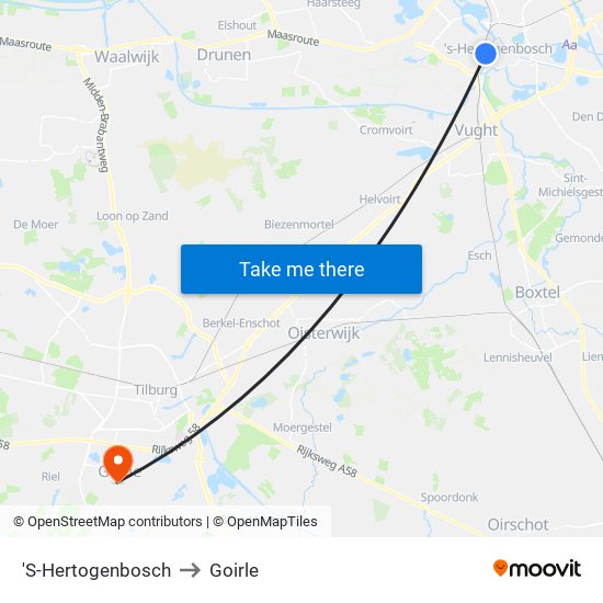 'S-Hertogenbosch to Goirle map