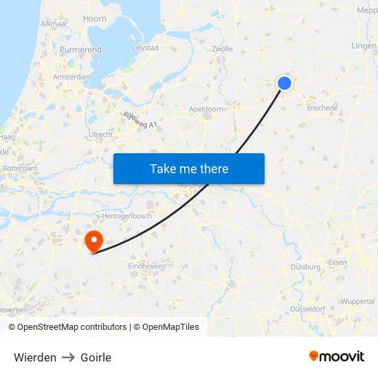 Wierden to Goirle map