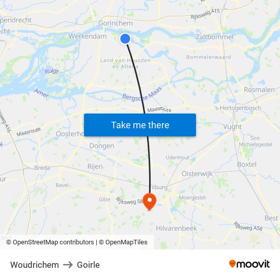 Woudrichem to Goirle map