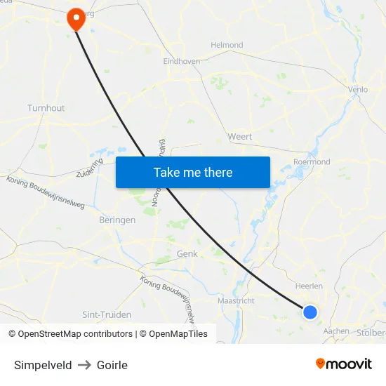 Simpelveld to Goirle map
