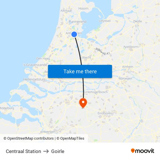 Centraal Station to Goirle map