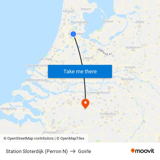 Station Sloterdijk (Perron N) to Goirle map