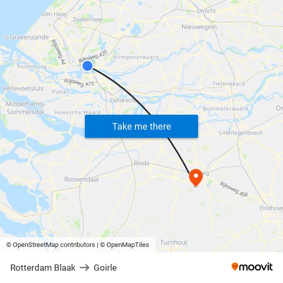 Rotterdam Blaak to Goirle map