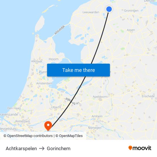 Achtkarspelen to Gorinchem map