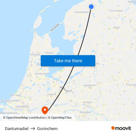 Dantumadiel to Gorinchem map