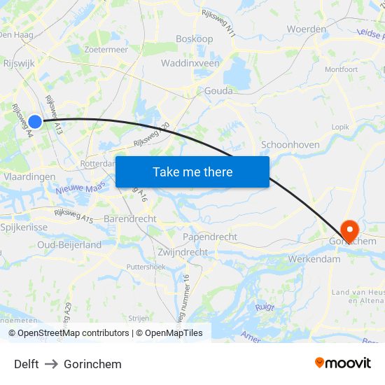 Delft to Gorinchem map
