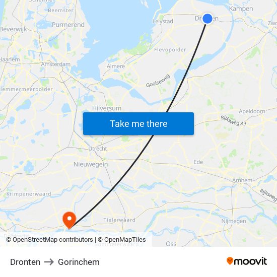 Dronten to Gorinchem map