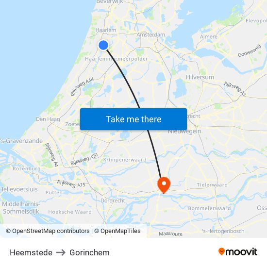 Heemstede to Gorinchem map