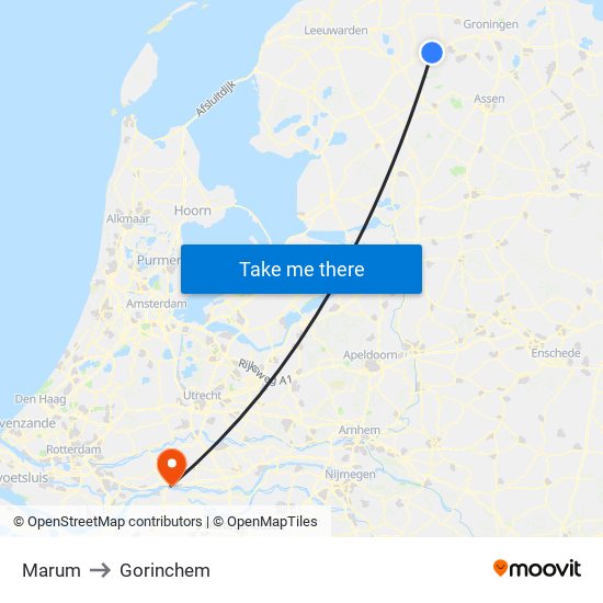 Marum to Gorinchem map