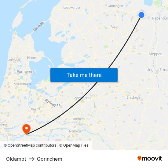 Oldambt to Gorinchem map