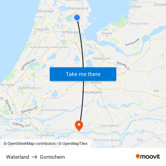 Waterland to Gorinchem map