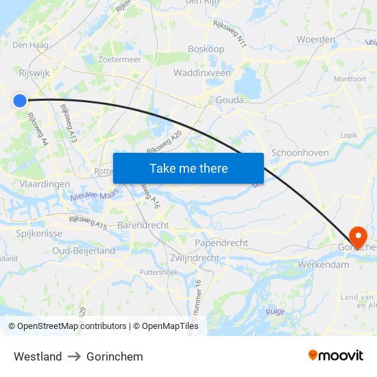 Westland to Gorinchem map