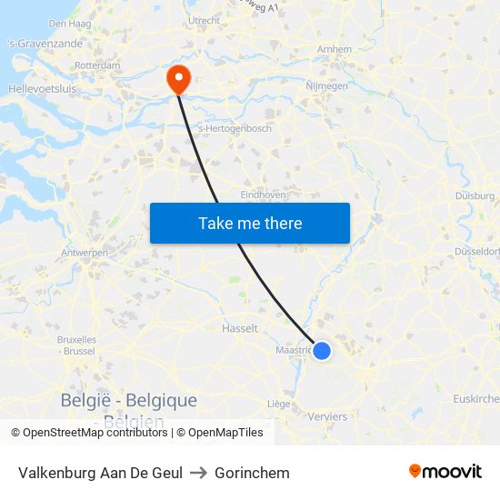 Valkenburg Aan De Geul to Gorinchem map