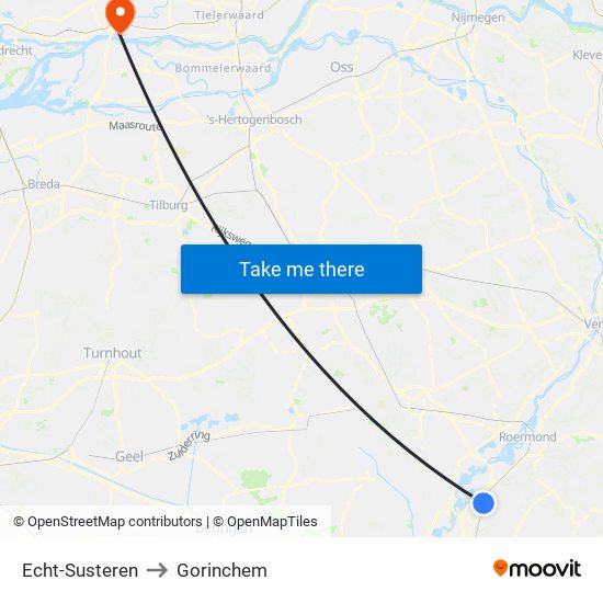 Echt-Susteren to Gorinchem map