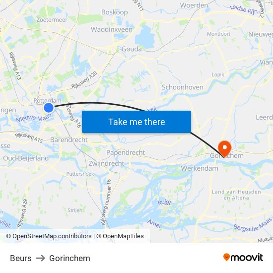 Beurs to Gorinchem map