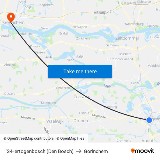 'S-Hertogenbosch (Den Bosch) to Gorinchem map