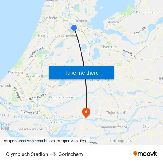 Olympisch Stadion to Gorinchem map