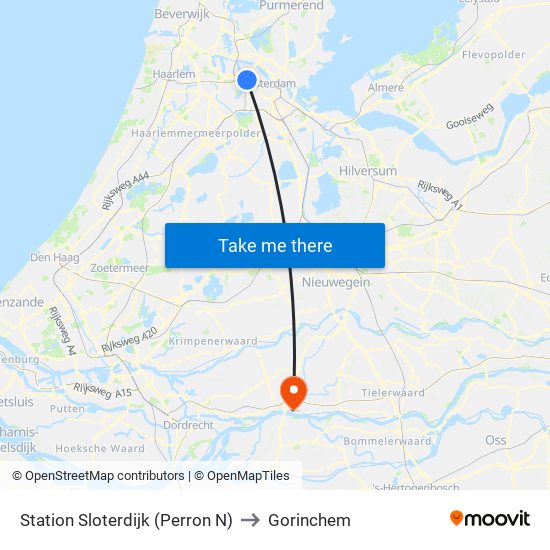 Station Sloterdijk (Perron N) to Gorinchem map