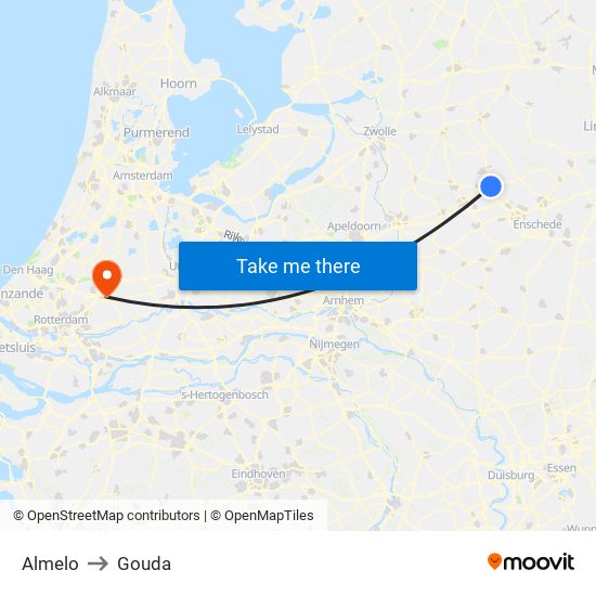 Almelo to Gouda map