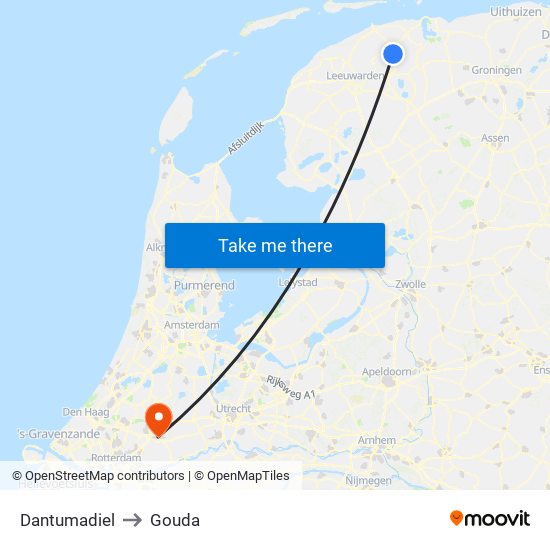 Dantumadiel to Gouda map