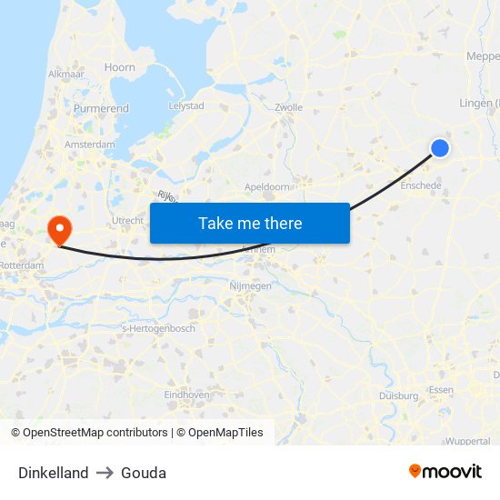 Dinkelland to Gouda map