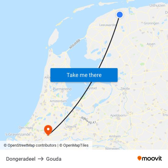 Dongeradeel to Gouda map