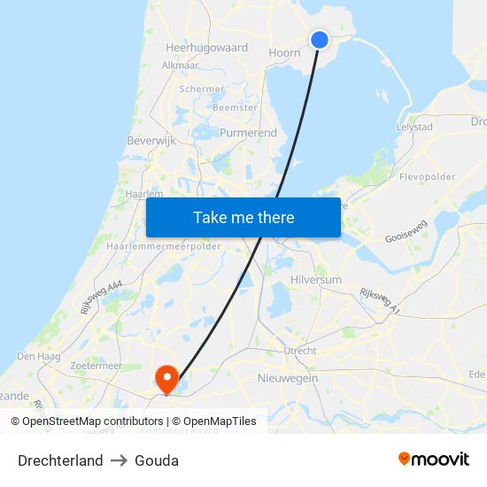 Drechterland to Gouda map