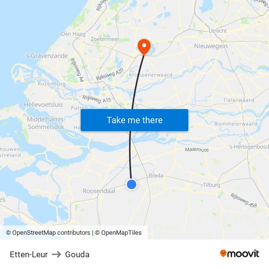 Etten-Leur to Gouda map