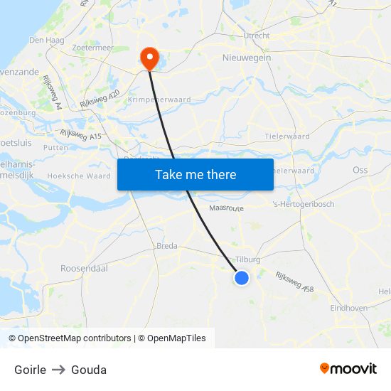 Goirle to Gouda map