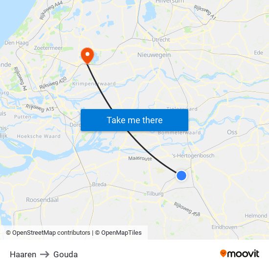 Haaren to Gouda map