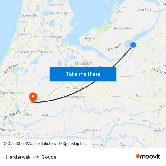 Harderwijk to Gouda map