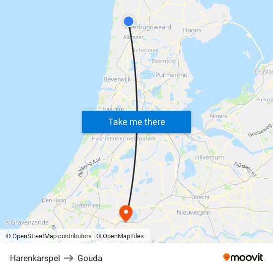 Harenkarspel to Gouda map