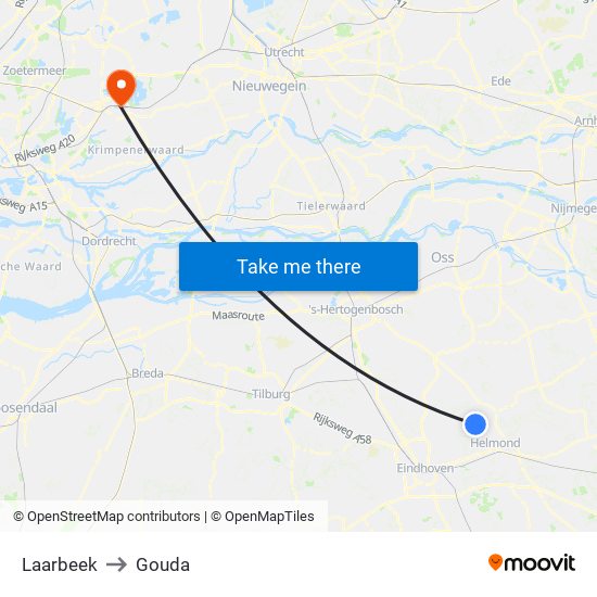 Laarbeek to Gouda map