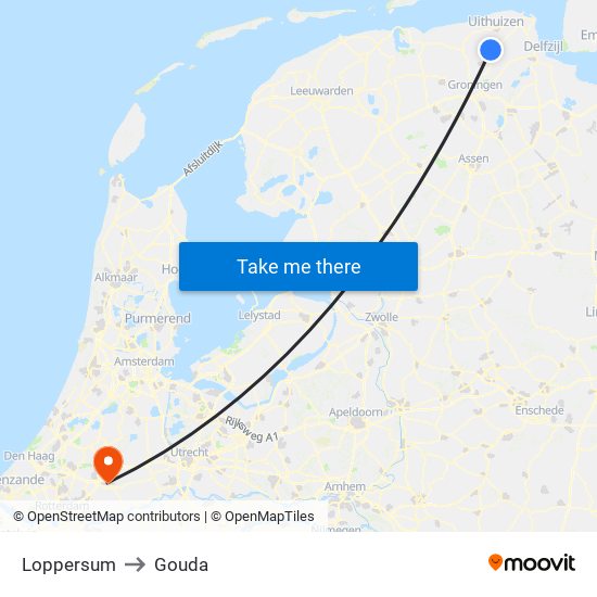 Loppersum to Gouda map