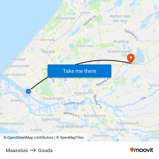 Maassluis to Gouda map