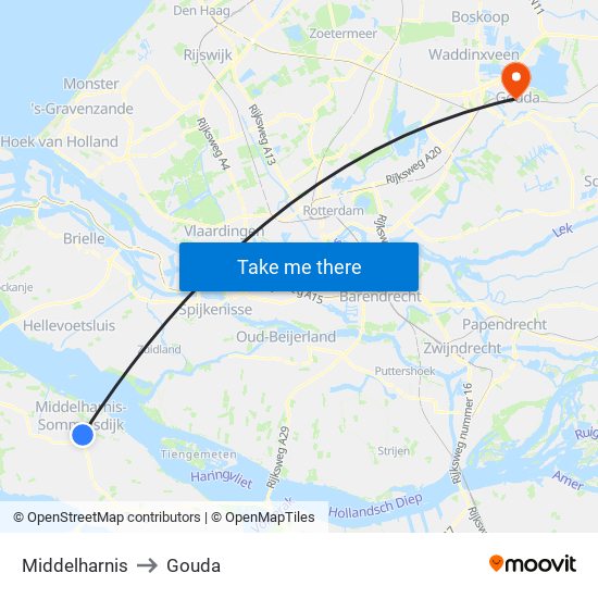 Middelharnis to Gouda map