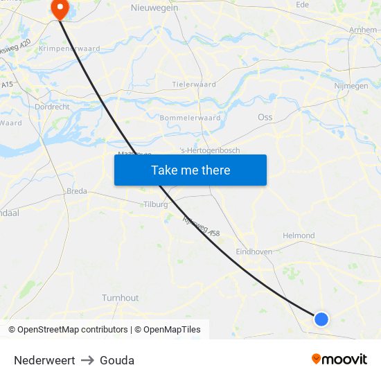 Nederweert to Gouda map