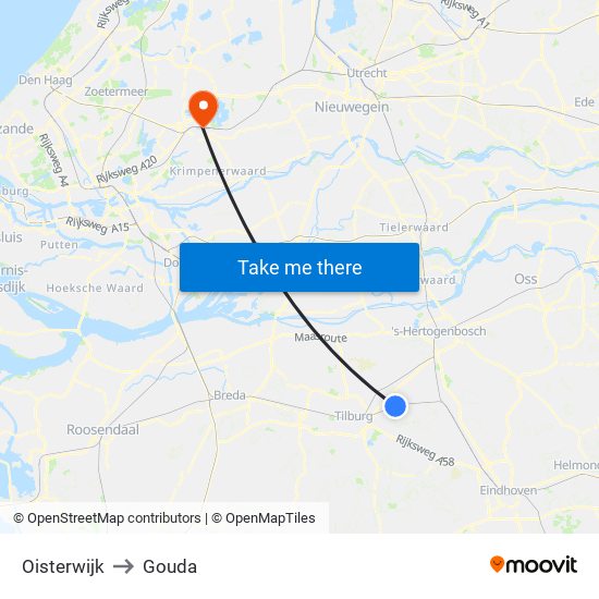 Oisterwijk to Gouda map