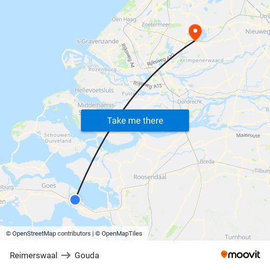 Reimerswaal to Gouda map