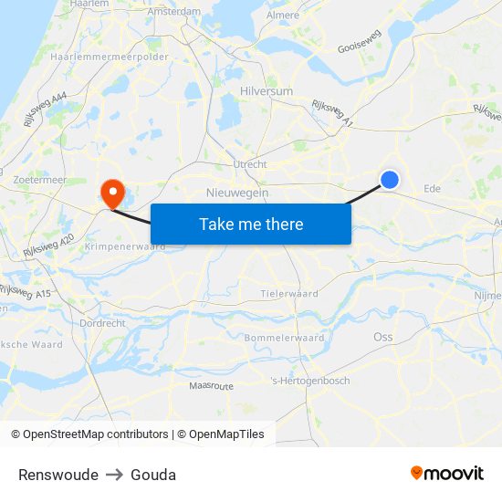 Renswoude to Gouda map