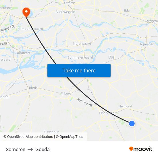 Someren to Gouda map