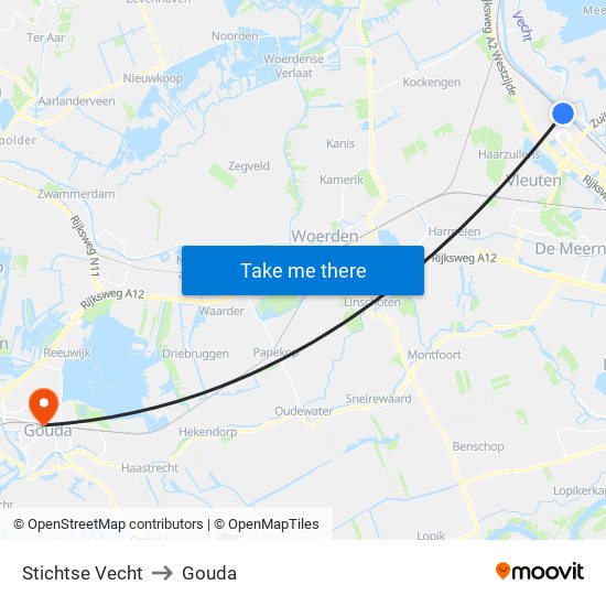 Stichtse Vecht to Gouda map